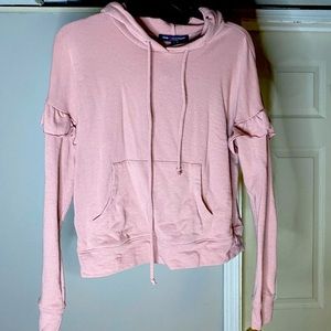 Pink ruffle sleeve hoodie